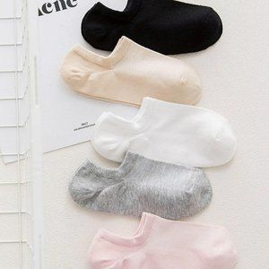 NEW Set of 5 No Show / Ankle Socks White, Black, Pink, Gray & Beige  FABULOUS!